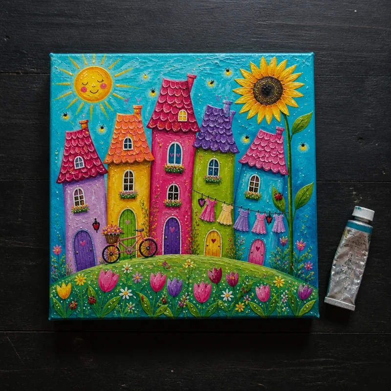 Whimsical acrylic scene 5